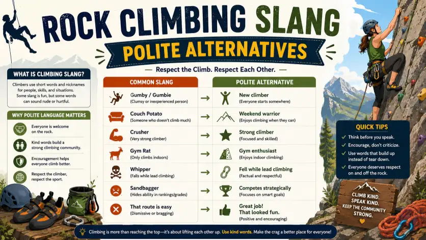 polite alternatives rock climbing